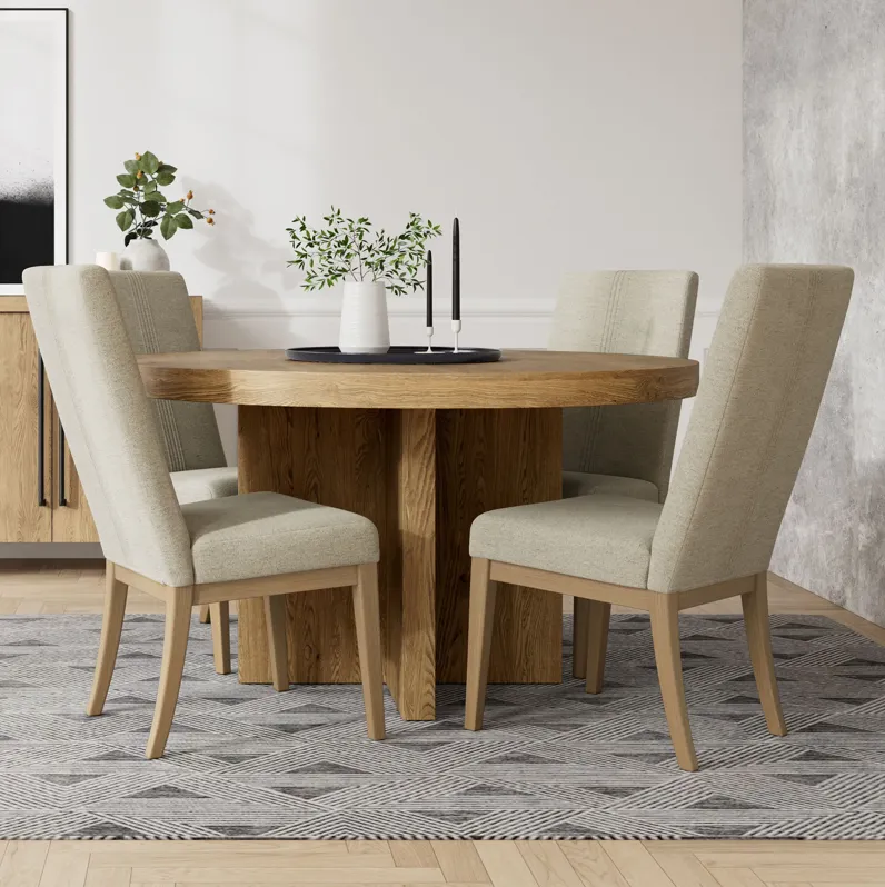 Davie 5 Piece Round Dining Set (Table with 4 Upholstered Side Chairs)