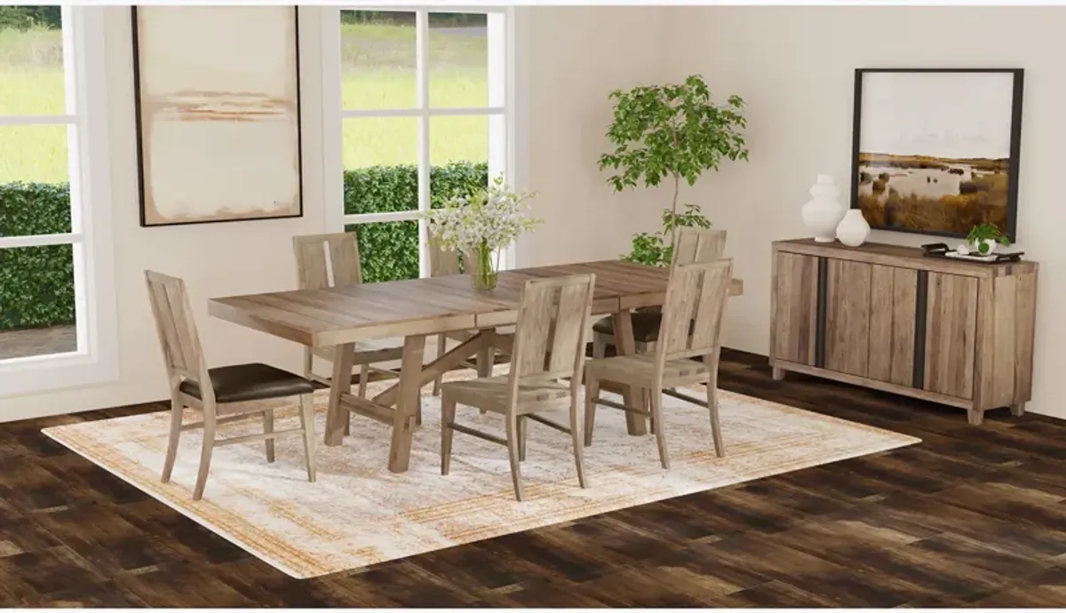 Casual Loft 7 Piece Dining Set (Table with 4 Wood Chairs and 2 Upholstered Chairs)