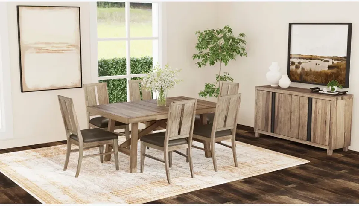 Casual Loft 7 Piece Dining Set (Table with 6 Upholstered Side Chairs)