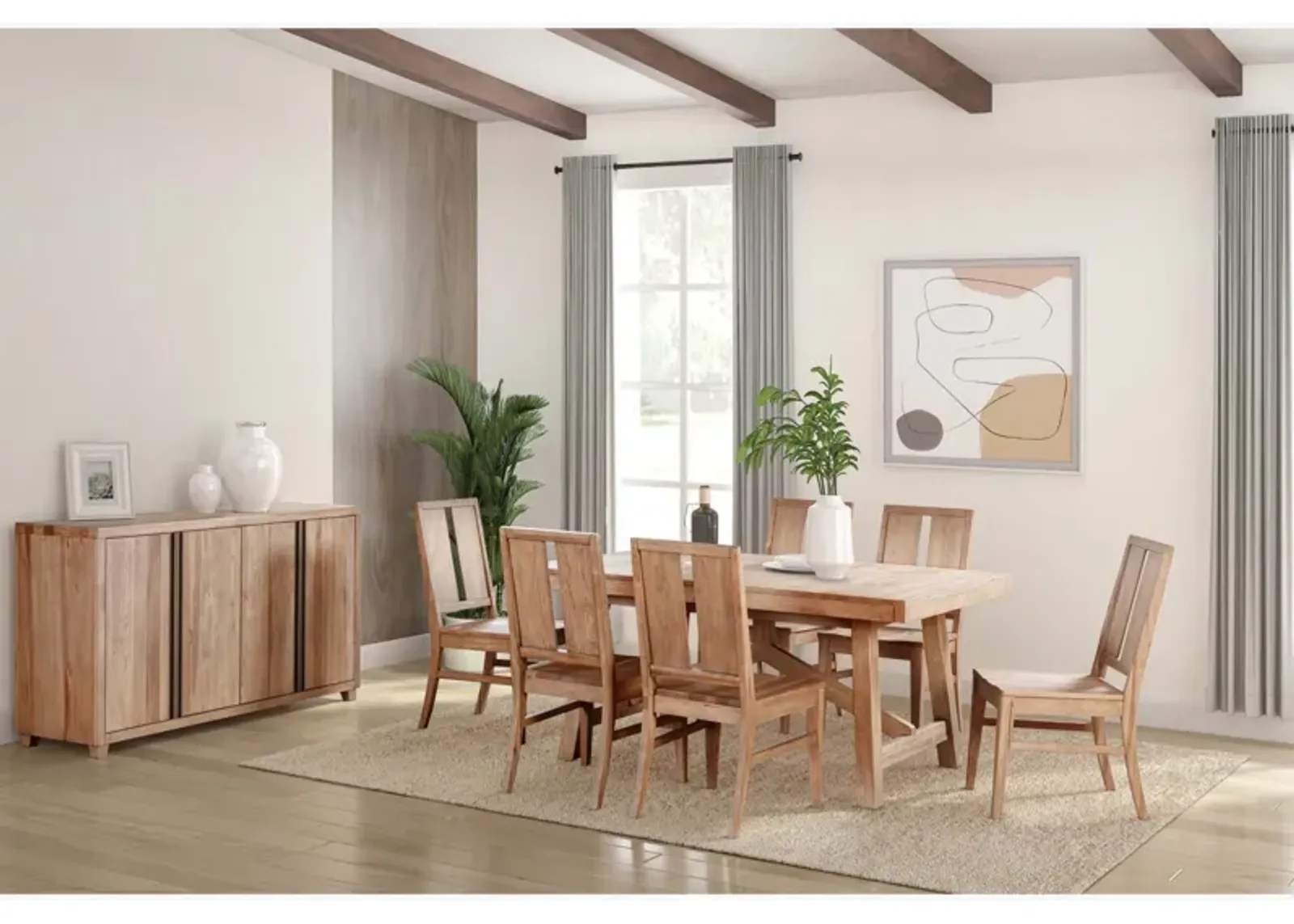 Casual Loft 7 Piece Dining Set (Table with 6 Wood Side Chairs)