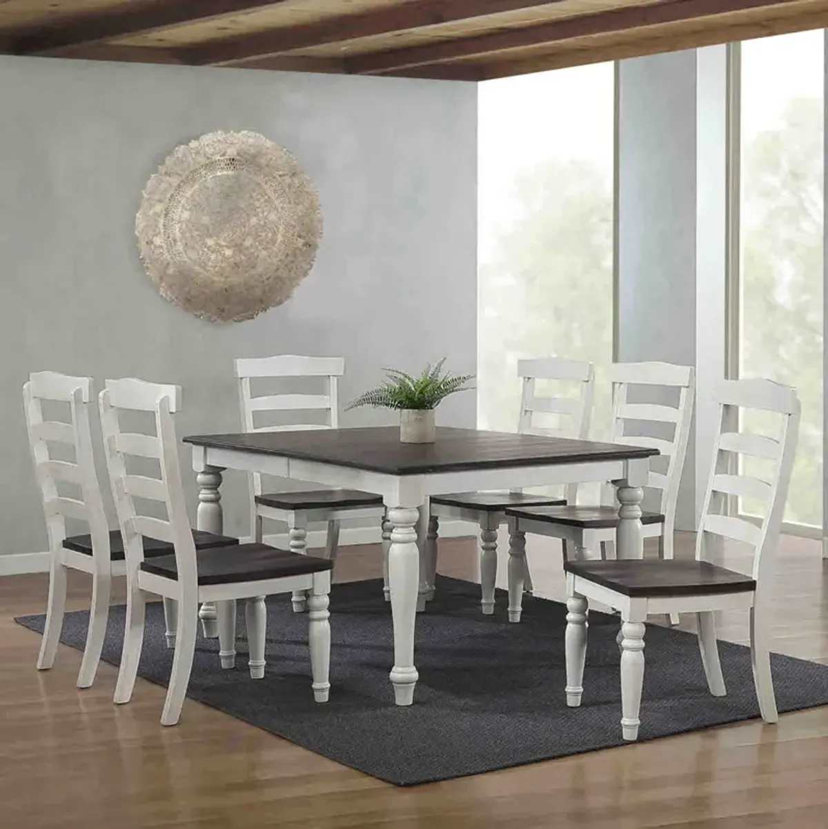 French Country 7 Piece Dining Set (Rectangular Table with 6 Side Chairs)