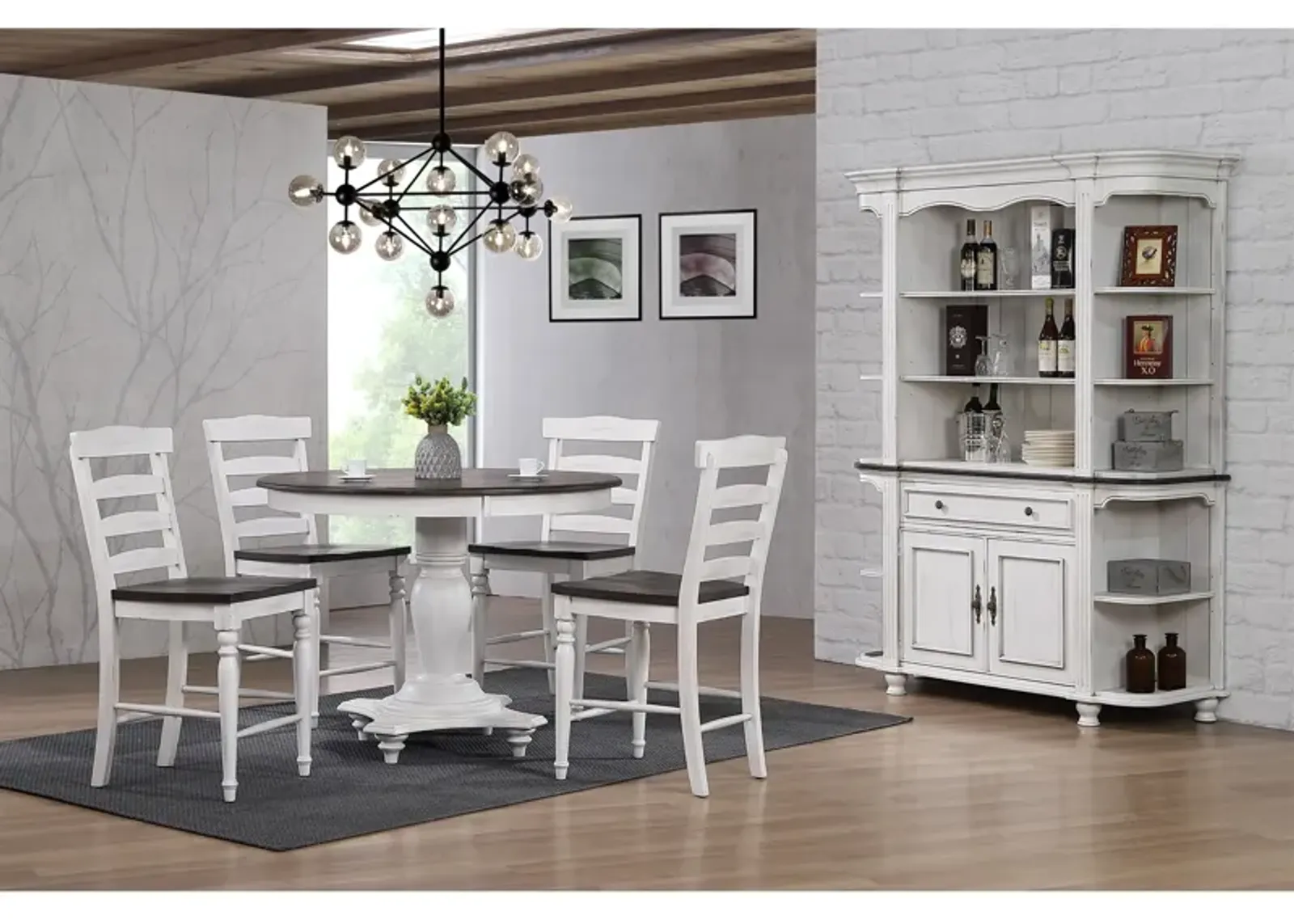 French Country 5 Piece Counter Set (Round Table with 4 Stools)