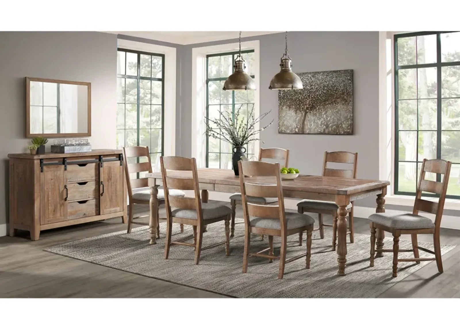 Highland 7 Piece Dining Set (Rectangular Table with 6 Side Chairs)