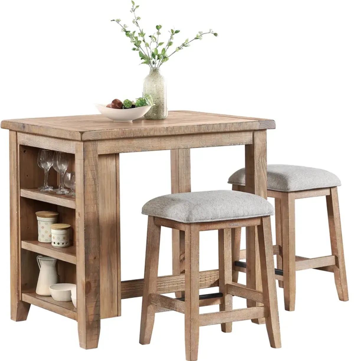 Highland 3 Piece Pub Set (Small Pub Table with 2 Stools)