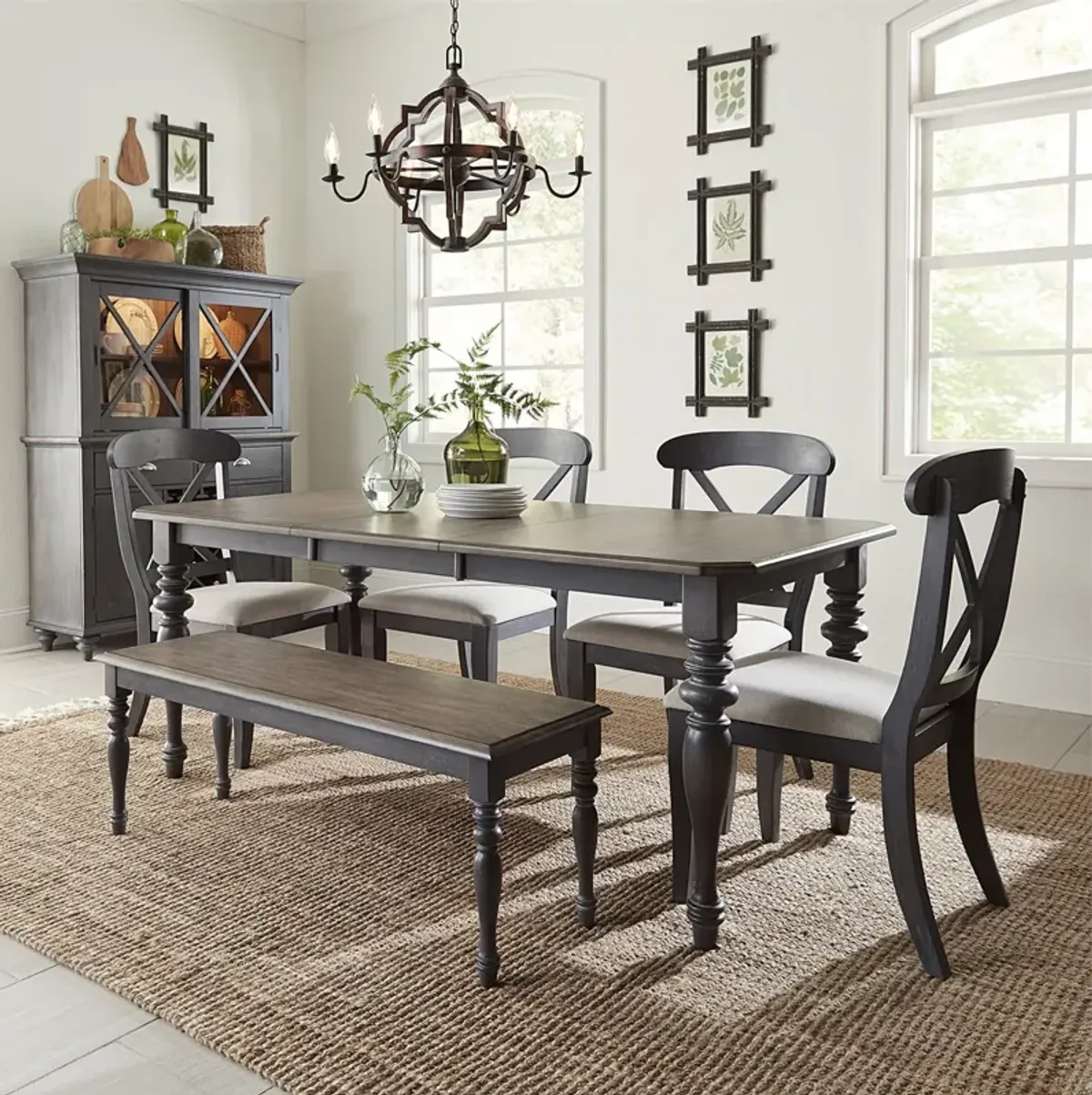 Ocean Isle 6 Piece Dinette Set (Table with 4 Side Chairs and Bench)