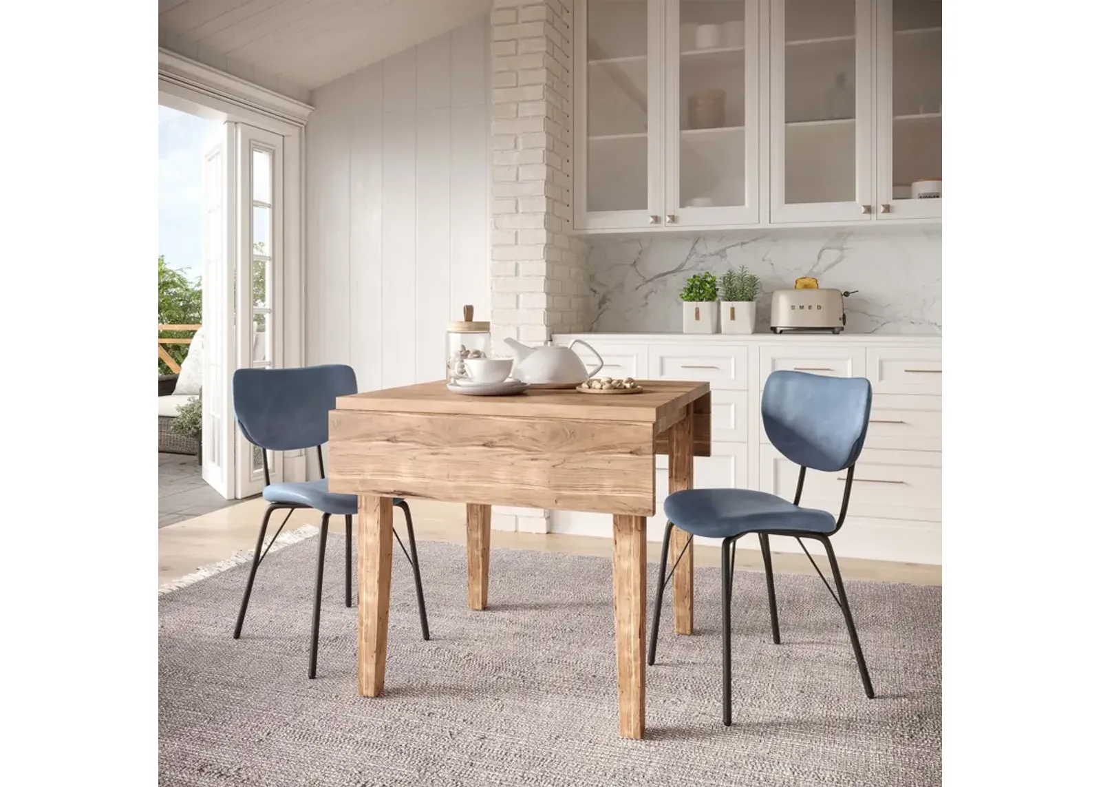 Urban Archive 3 Piece Dinette Set (Drop Leaf Table with 2 Slate Side Chairs)