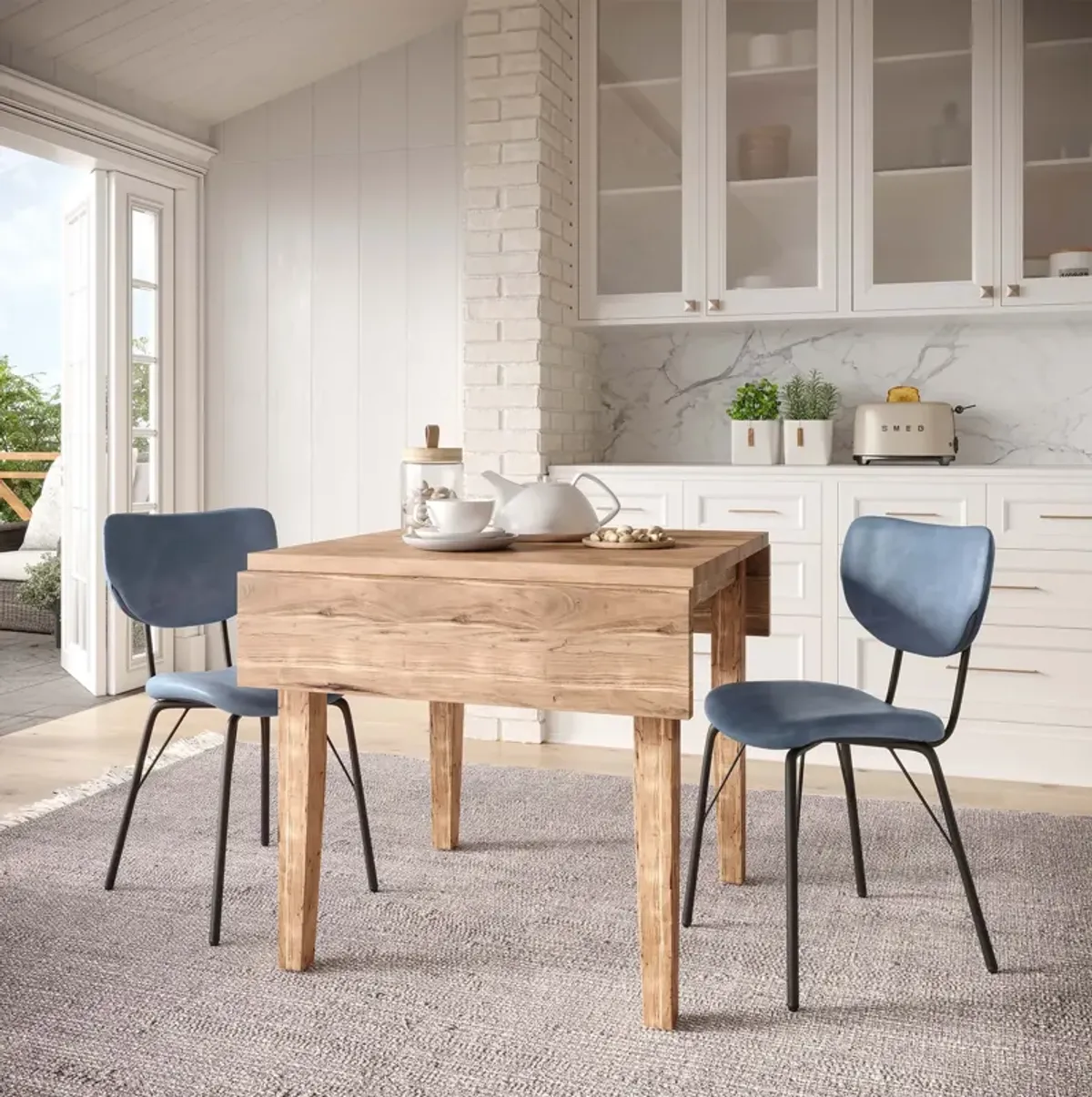 Urban Archive 3 Piece Dinette Set (Drop Leaf Table with 2 Slate Side Chairs)