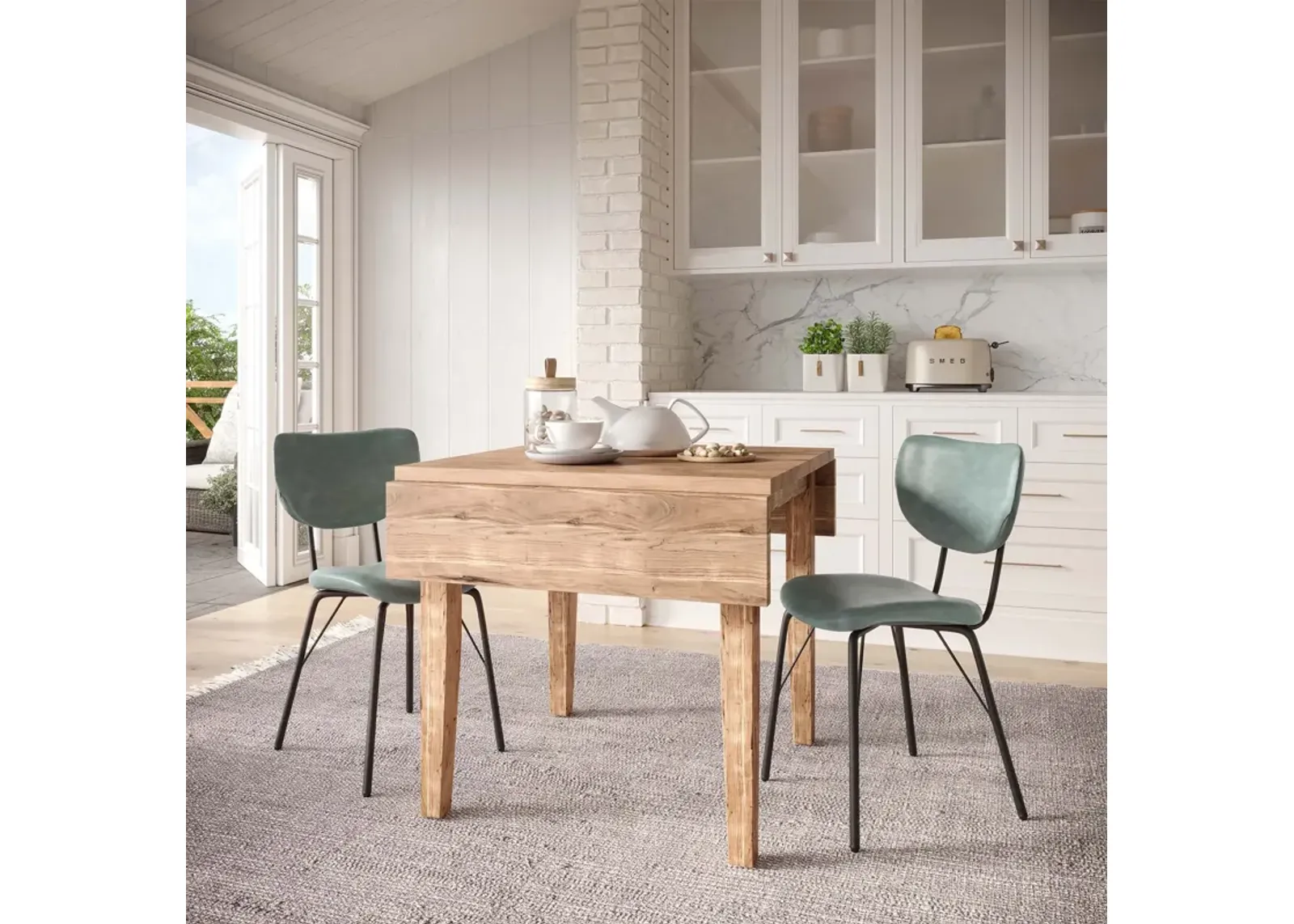 Urban Archive 3 Piece Dinette Set (Drop Leaf Table with 2 Jade Side Chairs)