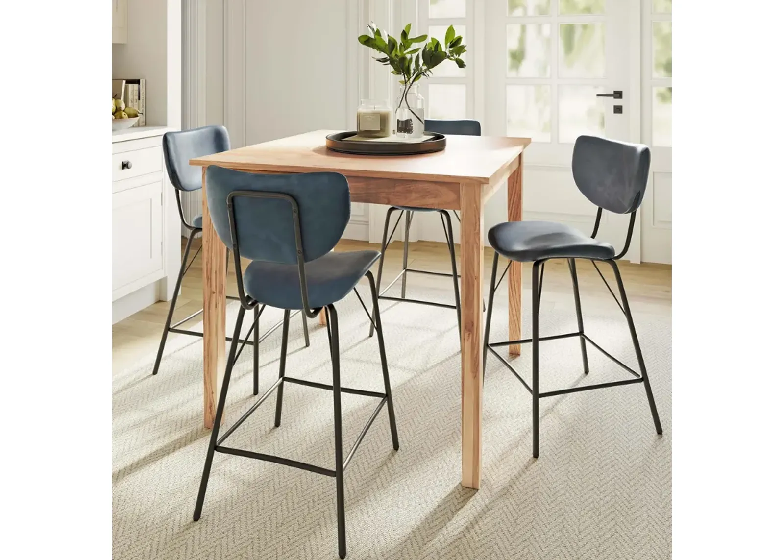 Urban Archive 5 Piece Dining Set (Counter Table with 4 Slate Stools)