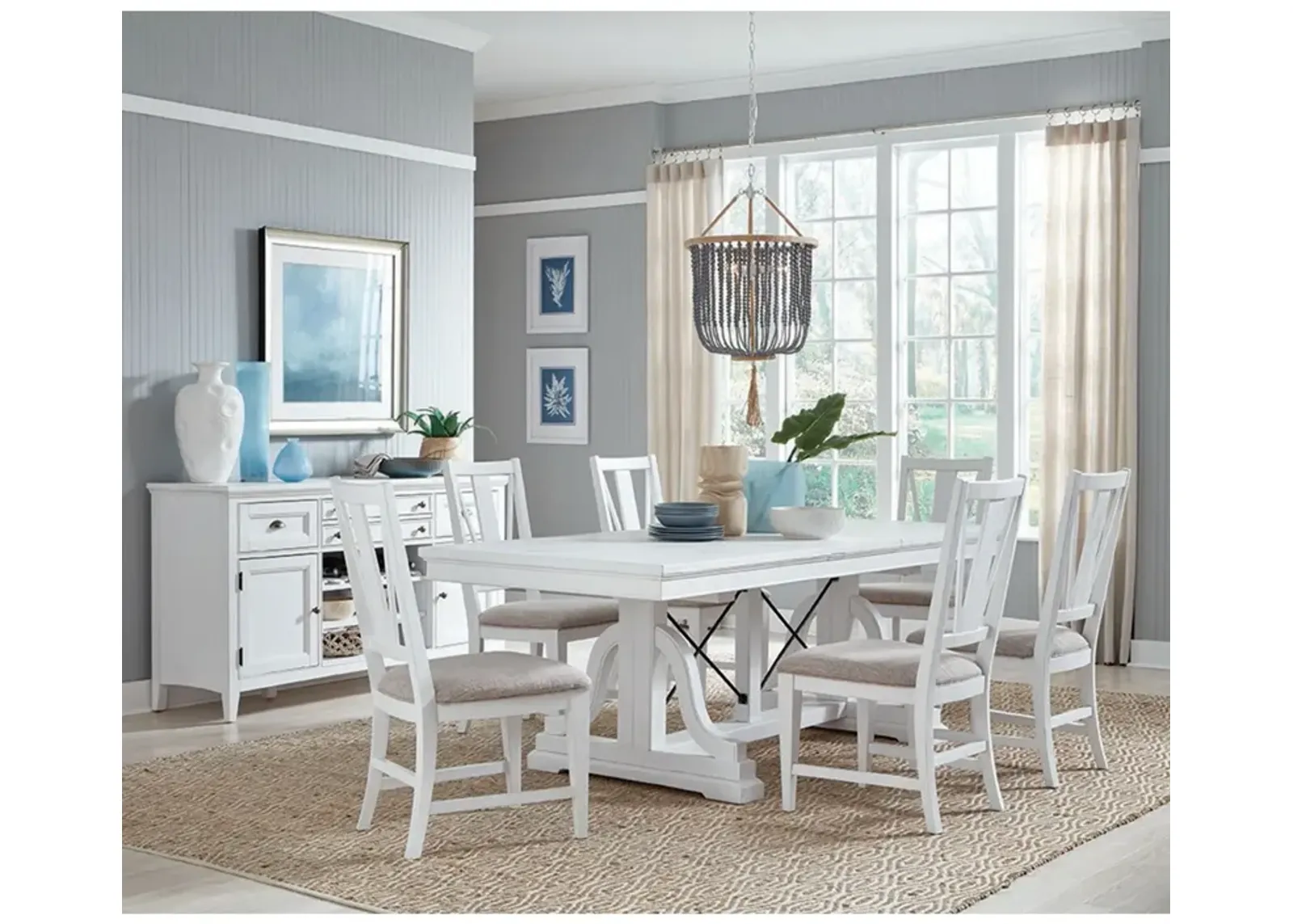 Heron Cove 7 Piece Dining Set (Trestle Table with 6 Side Chairs)