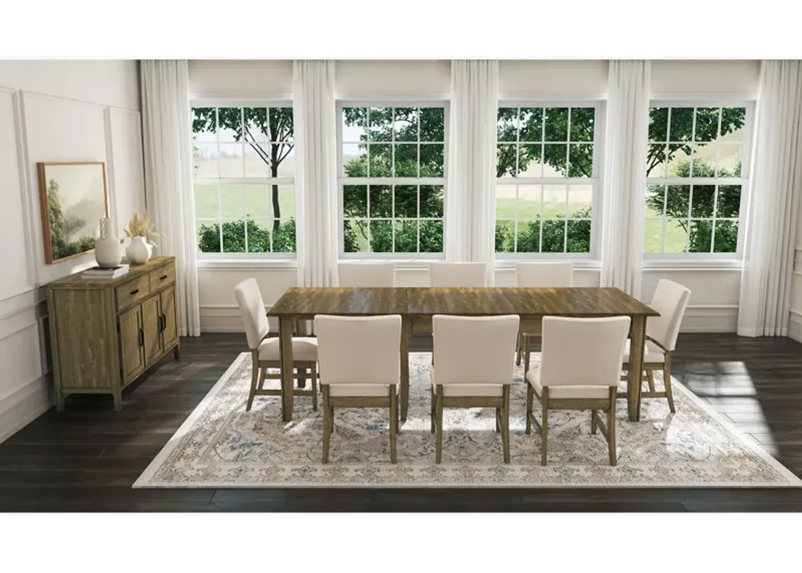 Leucadia 9 Piece Dining Set (Table with 8 Upholstered Chairs)