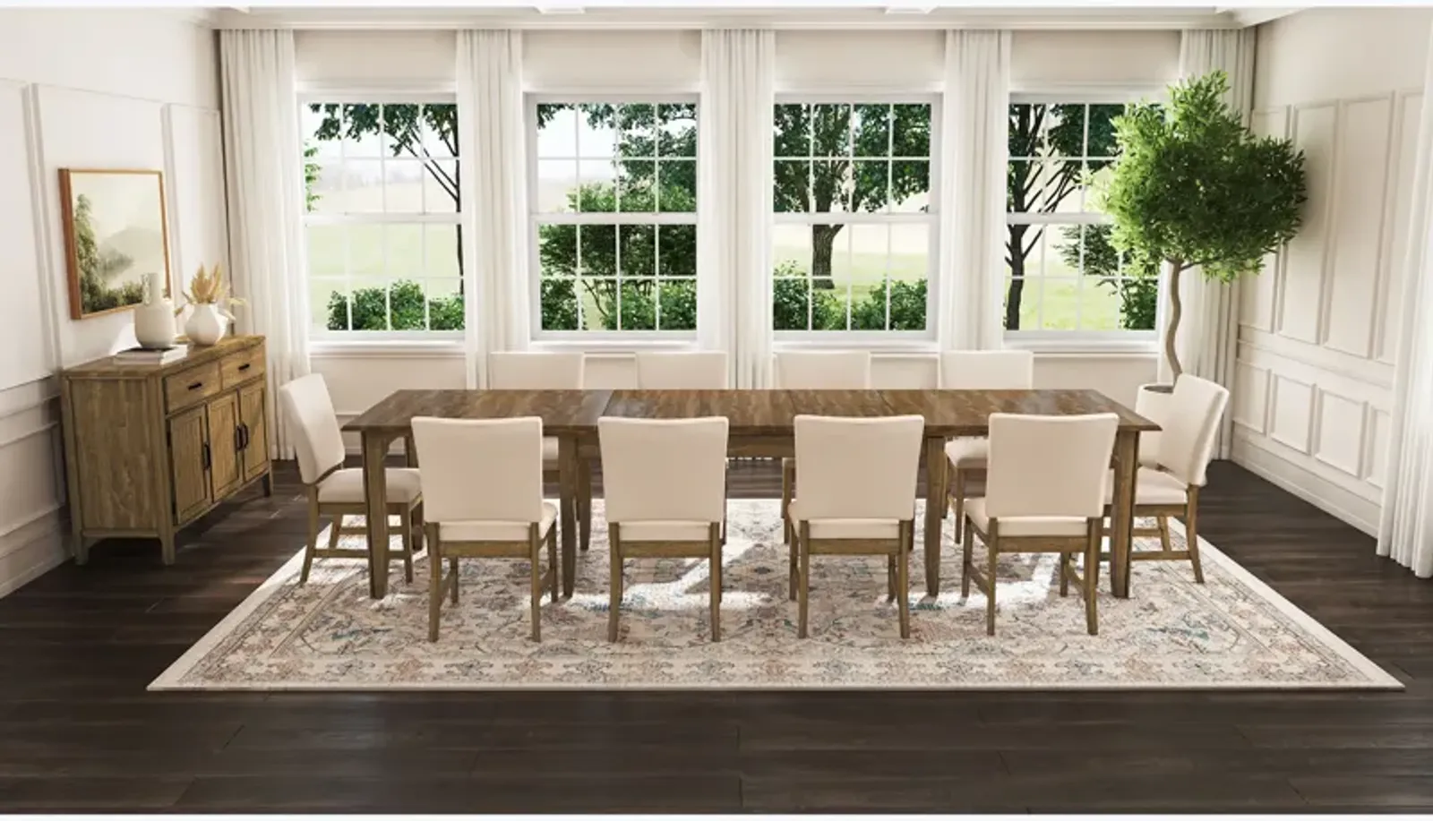 Leucadia 11 Piece Dining Set (Table with 10 Upholstered Chairs)