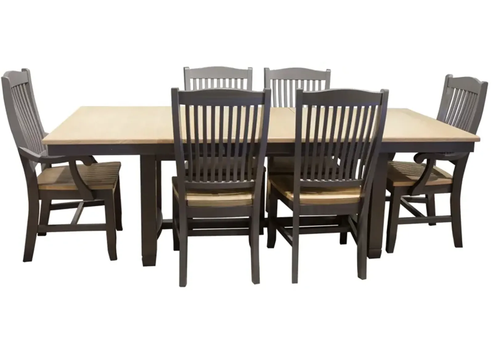 Port Townsend 7 Piece Dinette Set (Trestle Table with 4 Wood Side Chairs and 2 Arm Chairs)