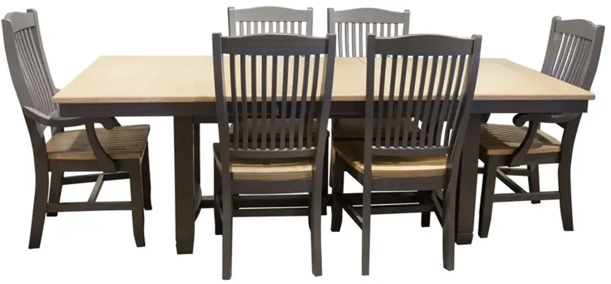 Port Townsend 7 Piece Dinette Set (Trestle Table with 4 Wood Side Chairs and 2 Arm Chairs)