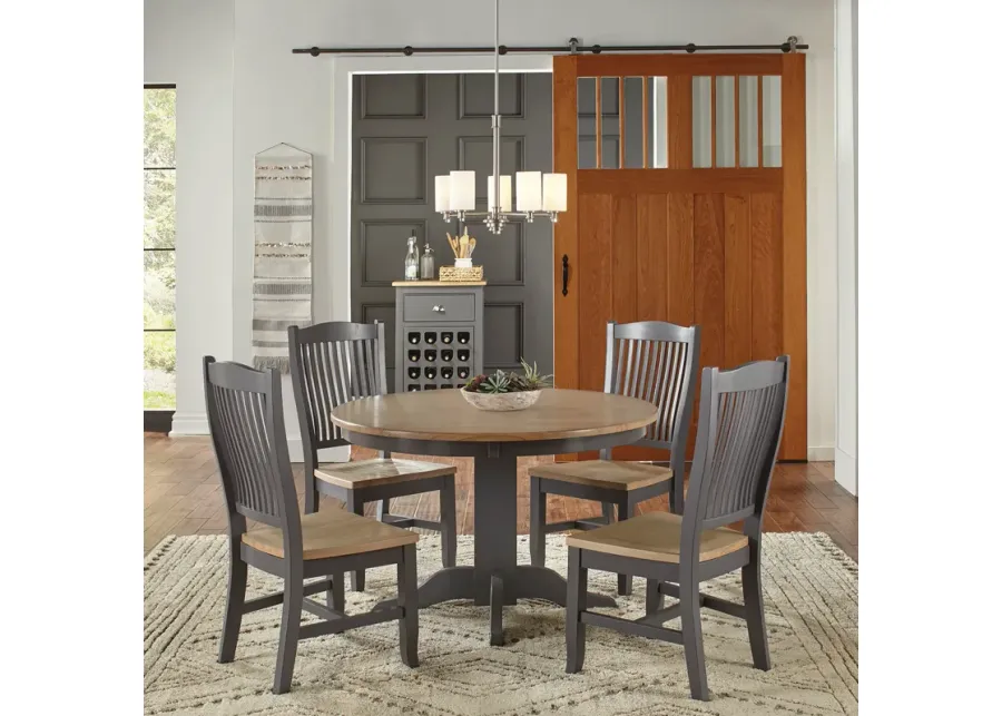 Port Townsend Round Table with 4 Wood Side Chairs