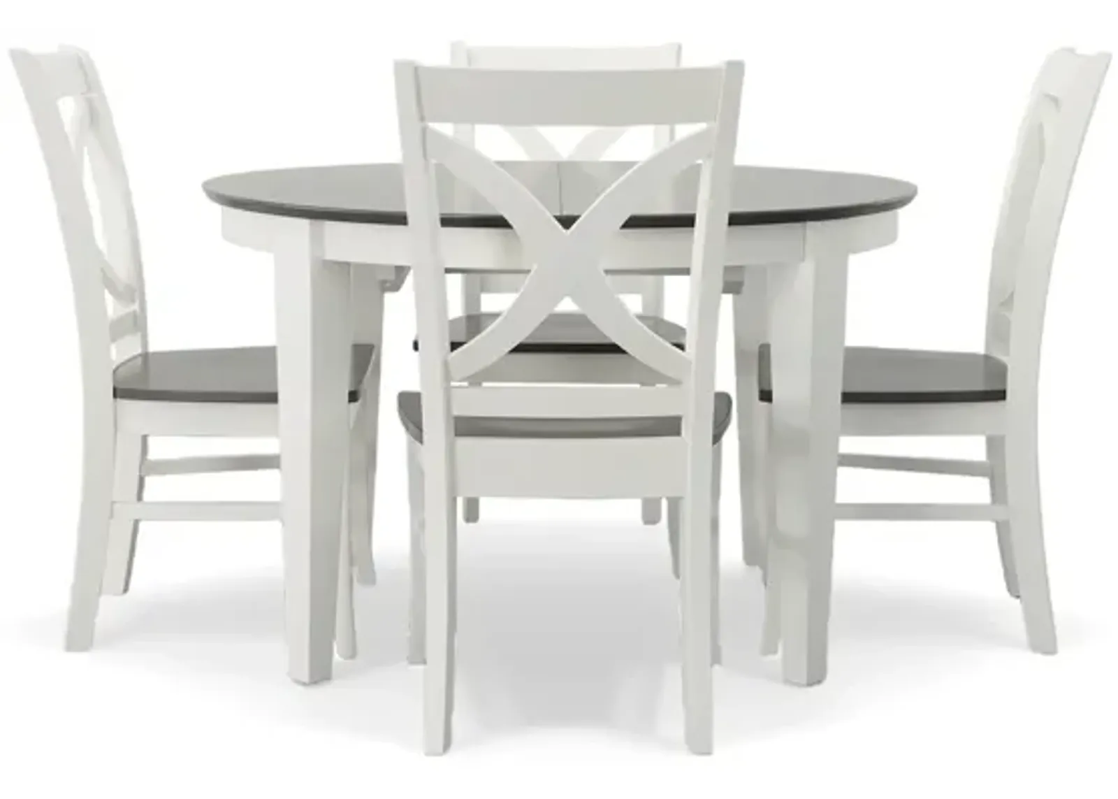 Cosmopolitan Heather Gray/White 5 Piece Dinette Set (Oval Table with 4 Salerno Side Chairs)