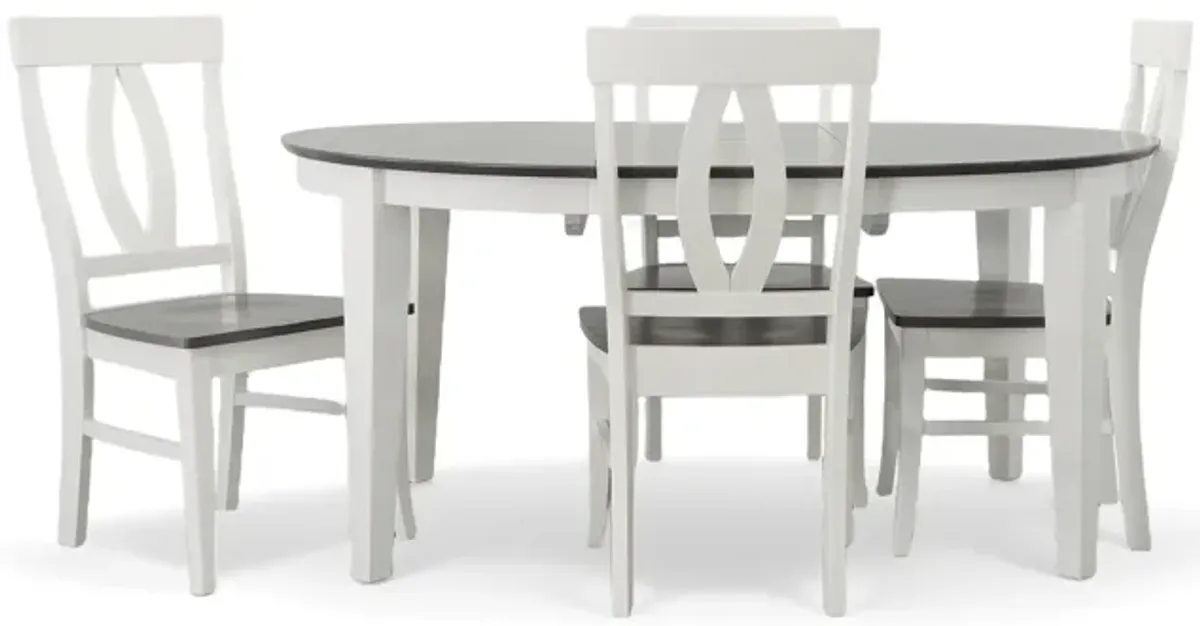 Cosmopolitan Heather Gray/White 5 Piece Dinette Set (Oval Table with 4 Verona Side Chairs)