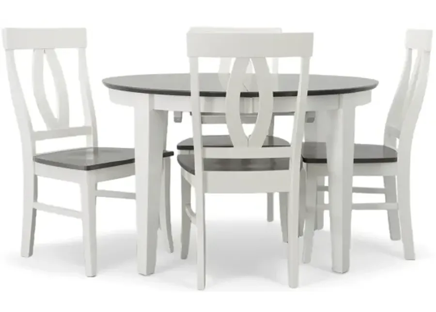 Cosmopolitan Heather Gray/White 5 Piece Dinette Set (Oval Table with 4 Verona Side Chairs)