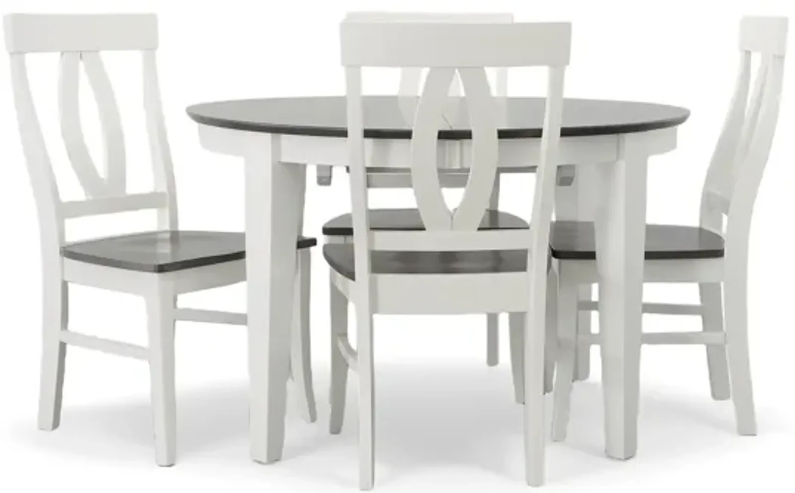 Cosmopolitan Heather Gray/White 5 Piece Dinette Set (Oval Table with 4 Verona Side Chairs)