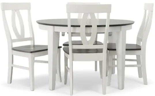 Cosmopolitan Heather Gray/White 5 Piece Dinette Set (Oval Table with 4 Verona Side Chairs)