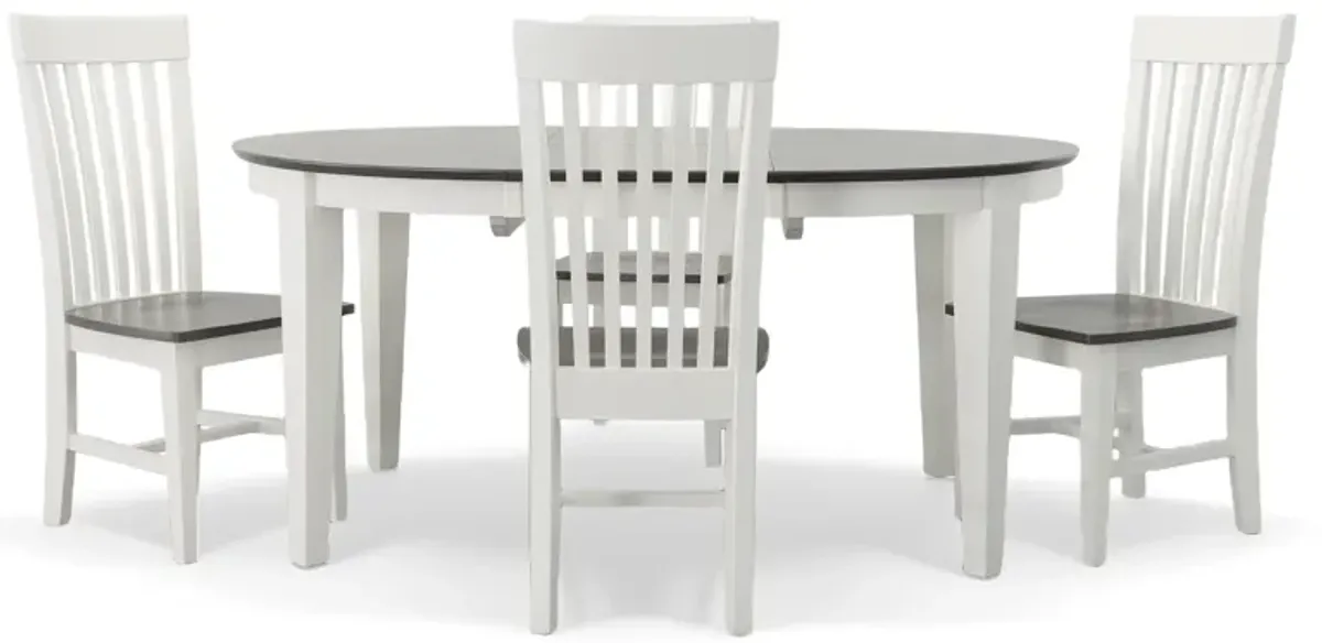 Cosmopolitan Heather Gray/White 5 Piece Dinette Set (Oval Table with 4 Mission Side Chairs)