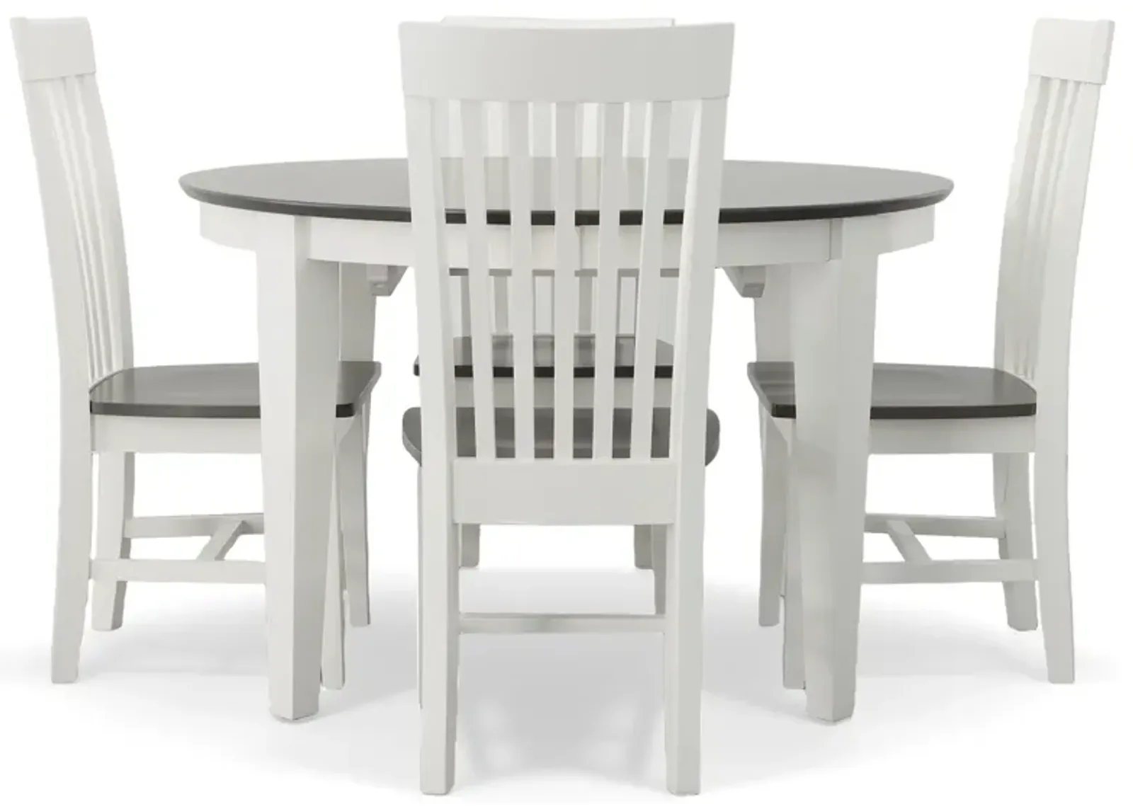 Cosmopolitan Heather Gray/White 5 Piece Dinette Set (Oval Table with 4 Mission Side Chairs)