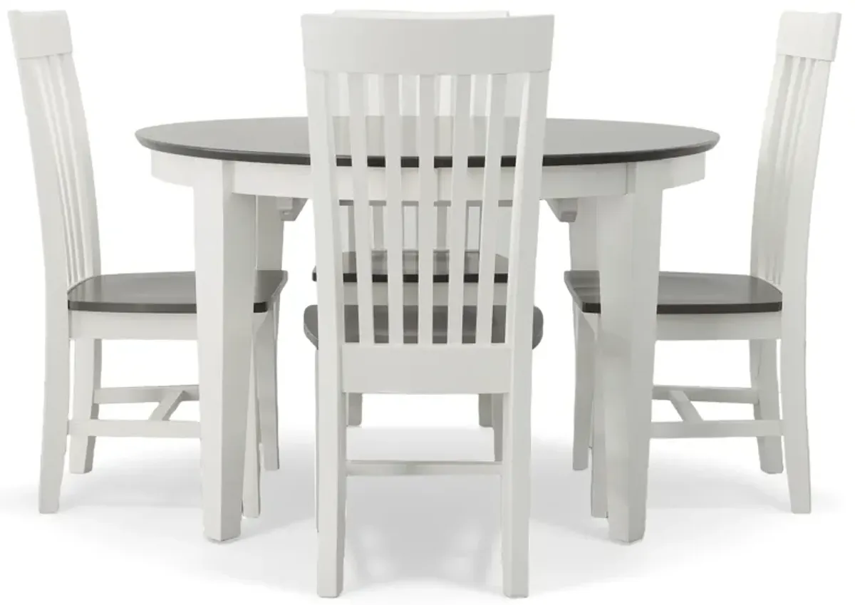 Cosmopolitan Heather Gray/White 5 Piece Dinette Set (Oval Table with 4 Mission Side Chairs)