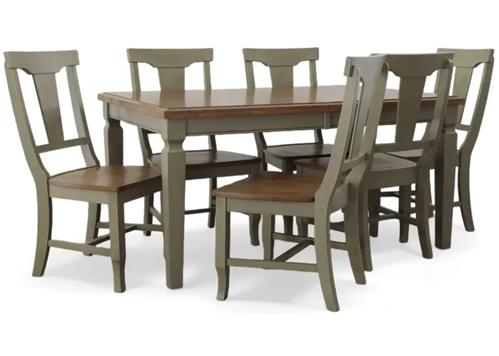 Vista Hickory/Stone 7 Piece Dining Set (Extension Table with 6 Slatback Side Chairs)