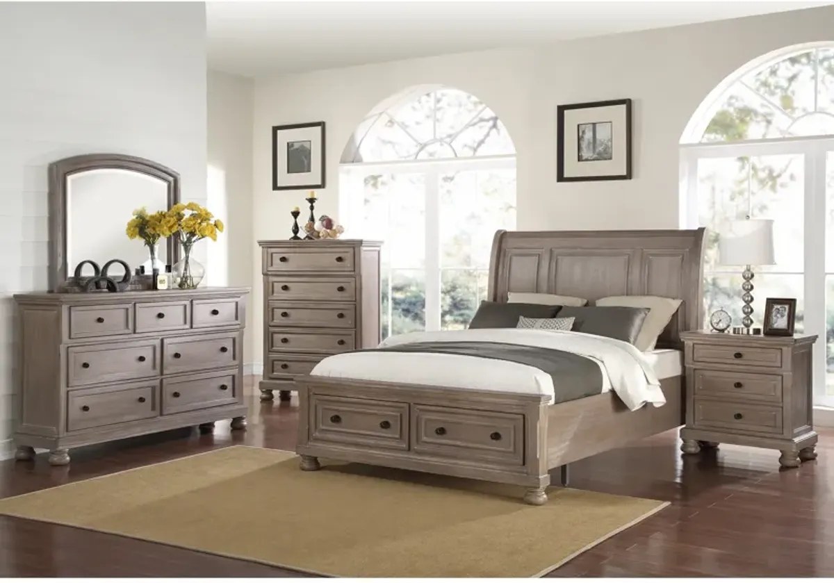 Allegra Pewter Storage Bed