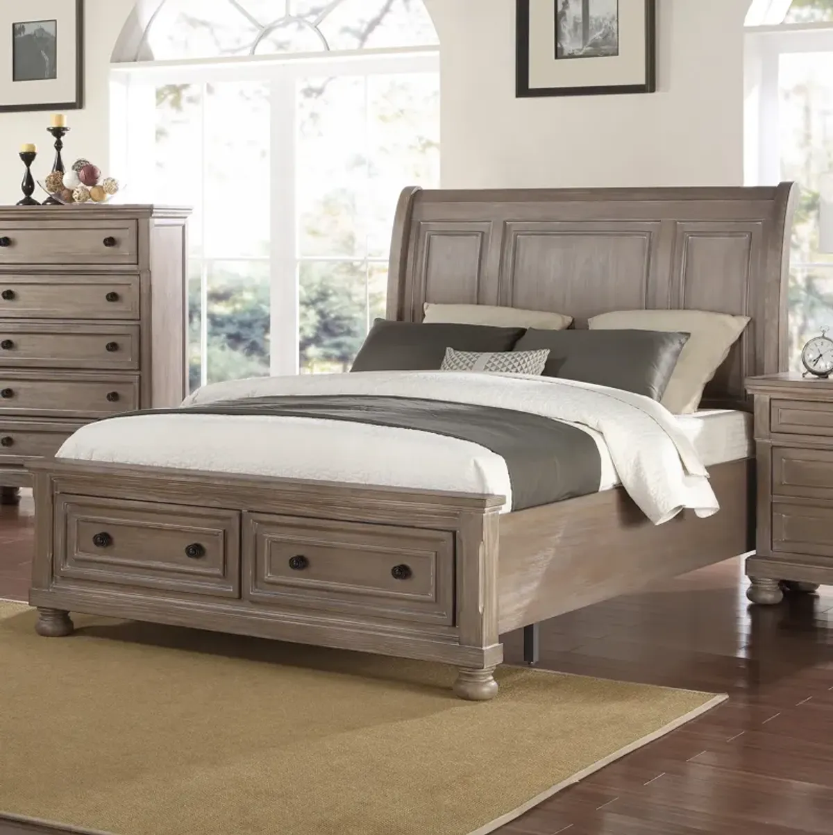 Allegra Pewter Storage Bed