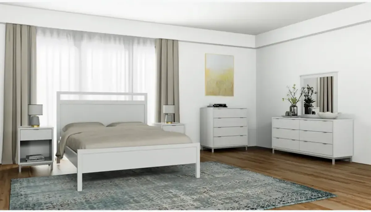 Solace White/Nickel Platform Bed