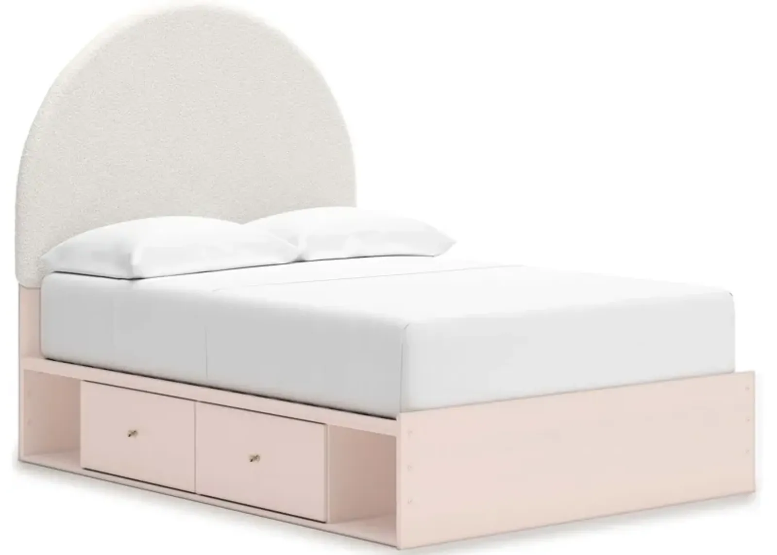 Wistenpine Blush Youth Platform Bed with 1 Storage Side