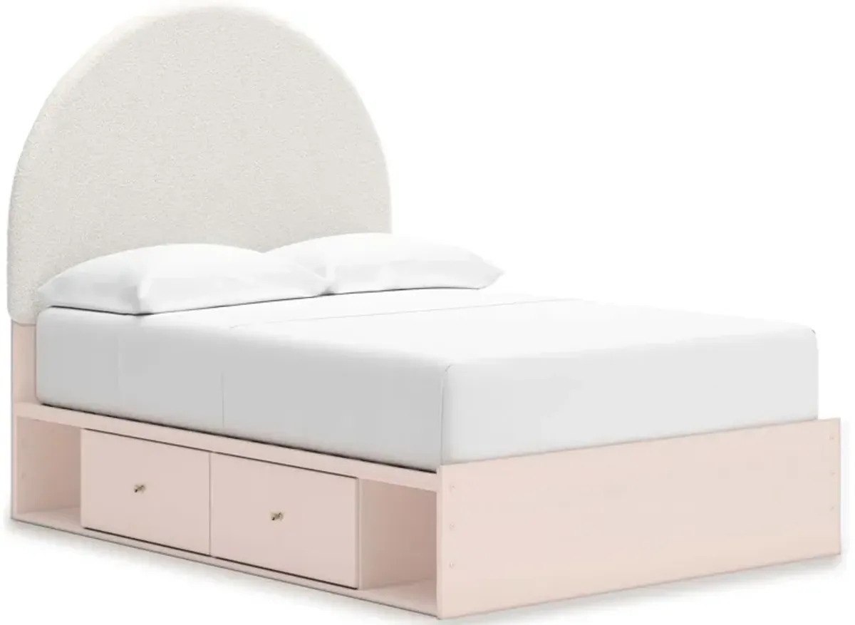 Wistenpine Blush Youth Platform Bed with 1 Storage Side