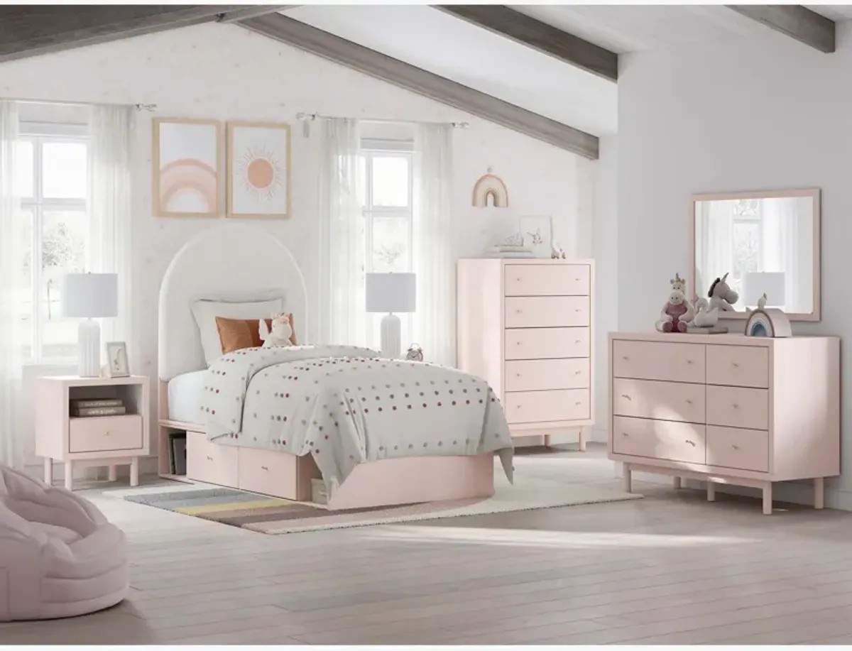 Wistenpine Blush Youth Platform Bed with 2 Storage Sides