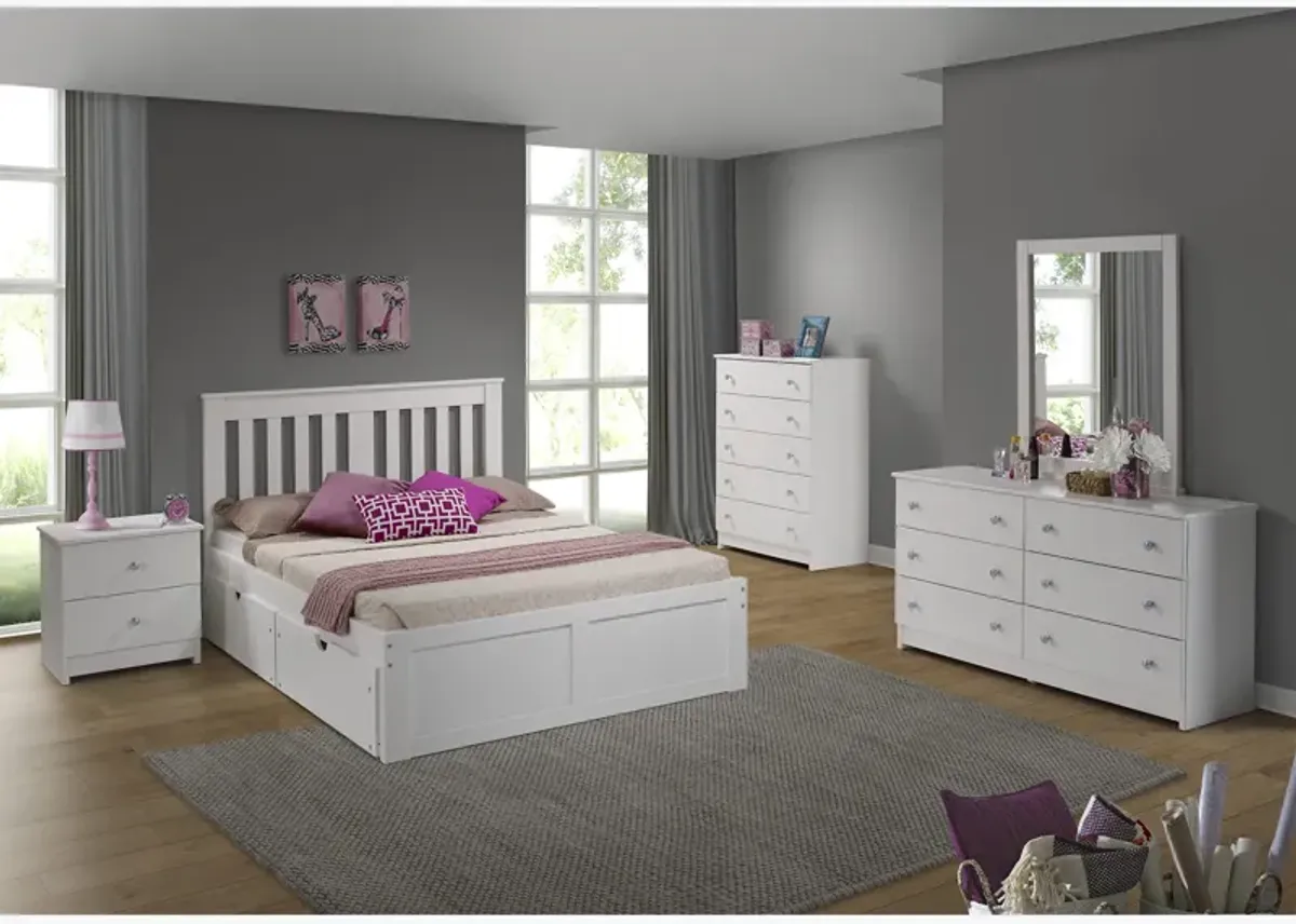 Cambridge White Platform Bed with Drawers