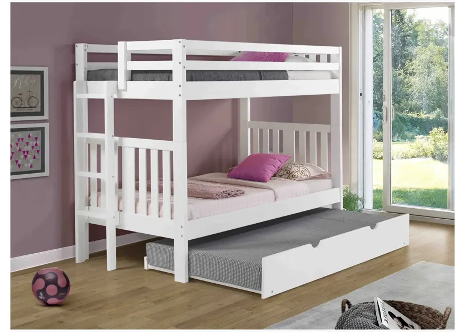 Cambridge White Bunk Bed with Trundle