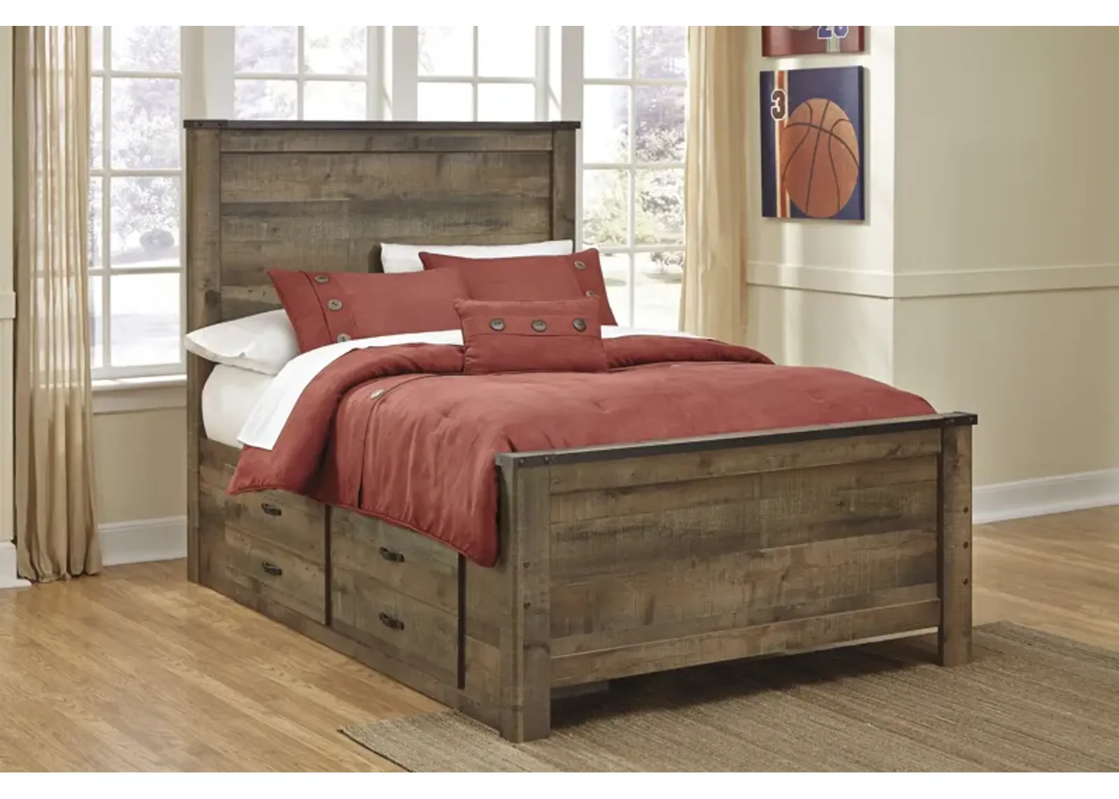 Trinell Panel Bed with Drawers