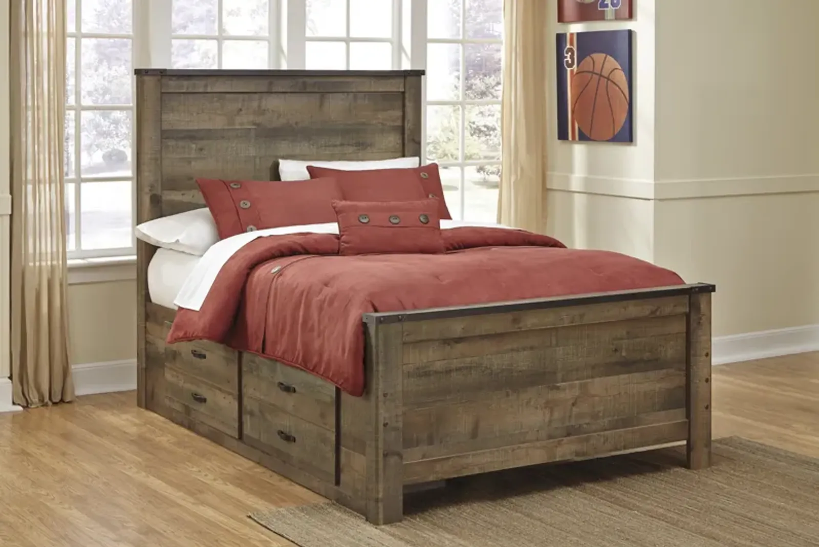 Trinell Panel Bed with Drawers