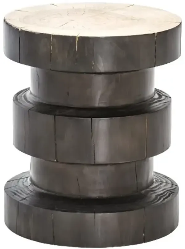 Four Hands Inez Natural Top End Table with Black Base