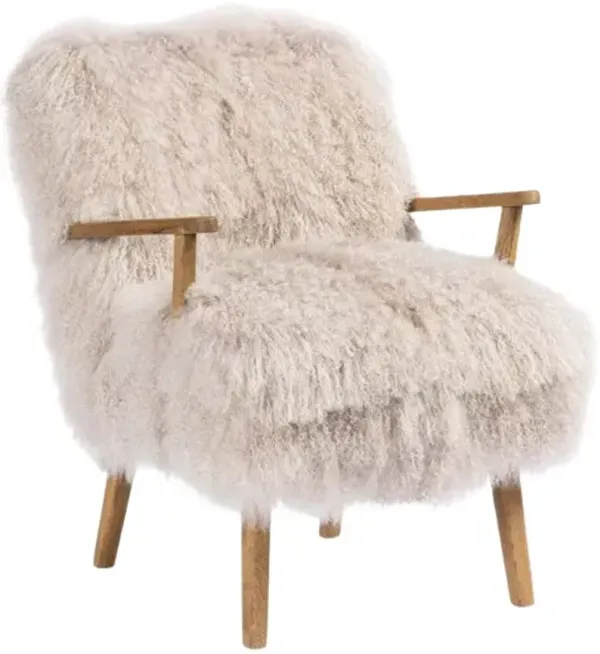 Four Hands Ashland Taupe Mongolian/Drifted Oak Arm Chair