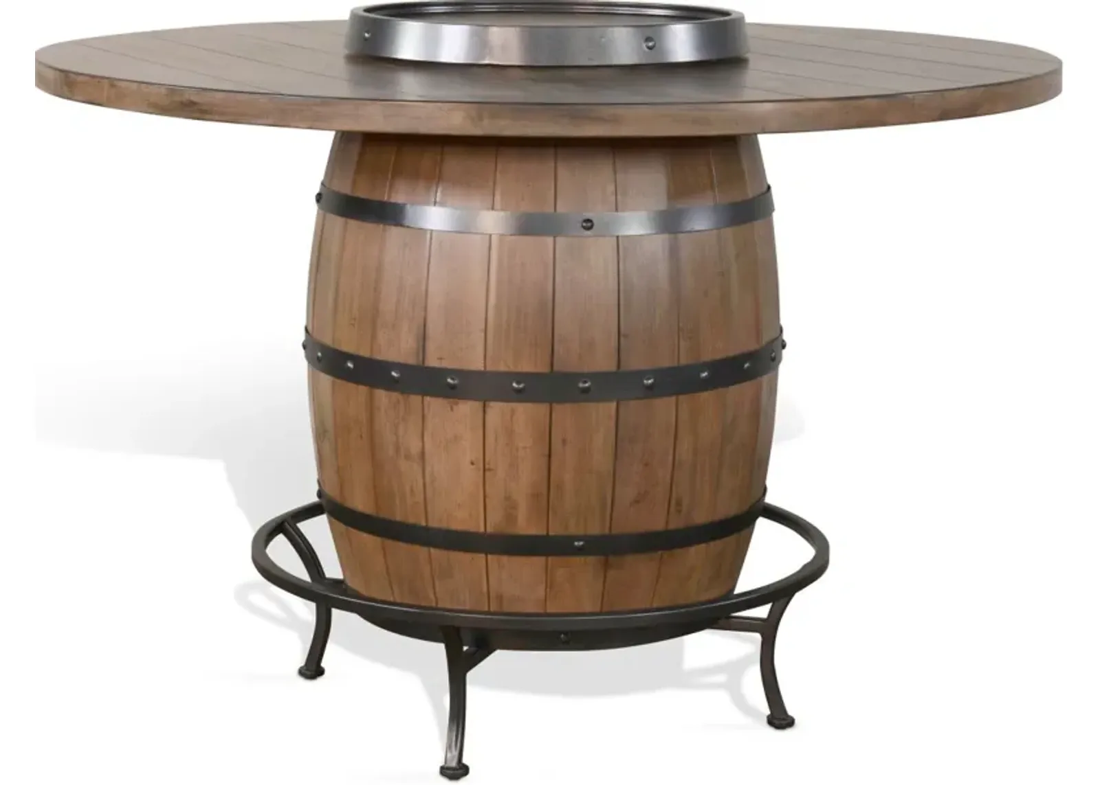 Sunny Designs Doe Valley Buckskin Pub Table with Wine Barrel Base