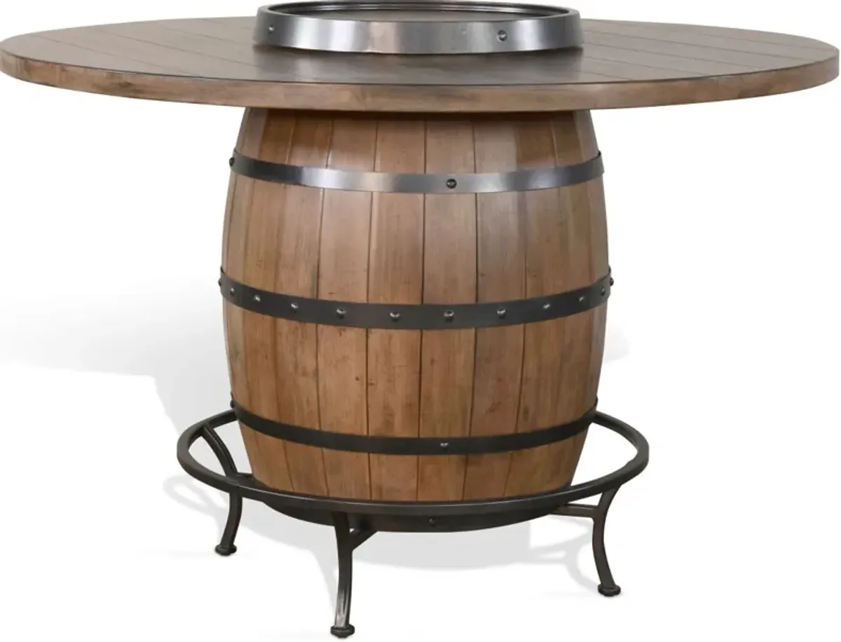 Sunny Designs Doe Valley Buckskin Pub Table with Wine Barrel Base