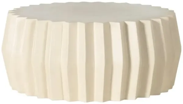 Four Hands Gem Parchment White Concrete Outdoor Coffee Table