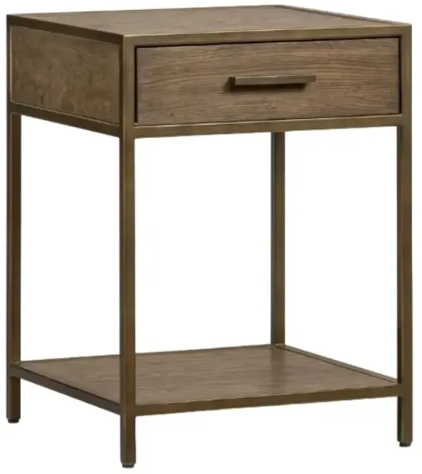Four Hands Mason Dark Hazel/Rubbed Bronze Nightstand