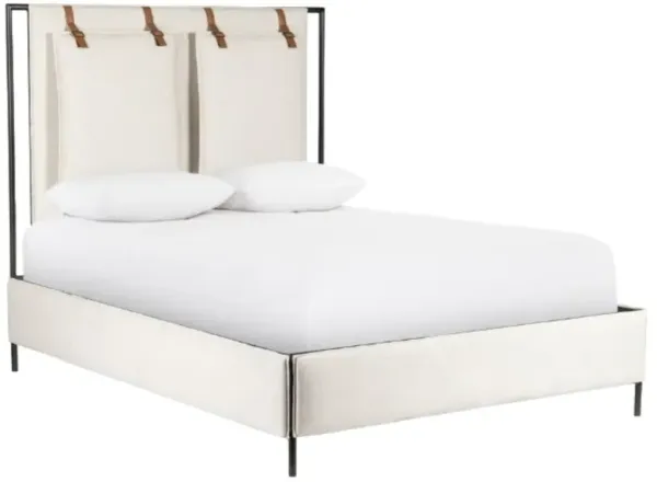 Four Hands Leigh Hockney Ivory/Waxed Black Queen Upholstered Bed