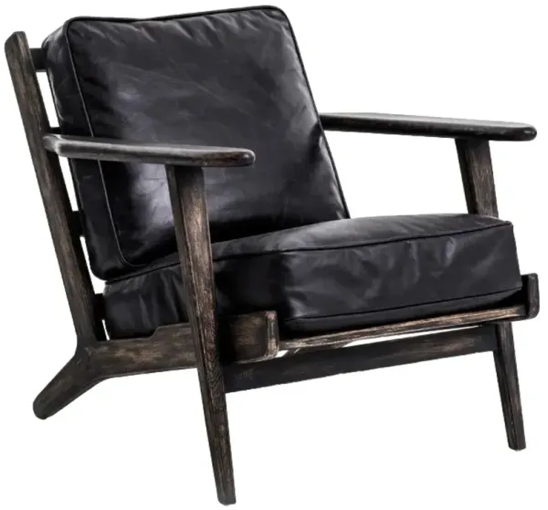 Four Hands Brooks Black Wash/Rialto Ebony Lounge Chair