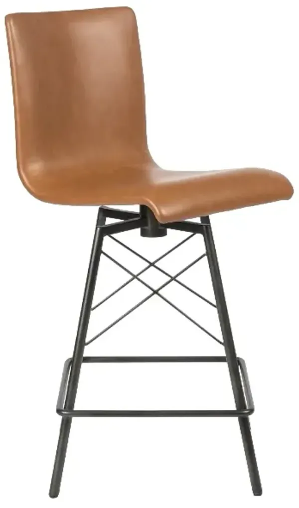 Four Hands Diaw Black Waxed/Sierra Butterscotch Counter Stool