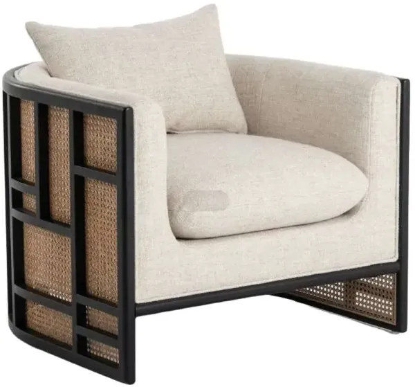 Four Hands June Brushed Ebony/Natural Cane/Thames Cream Chair