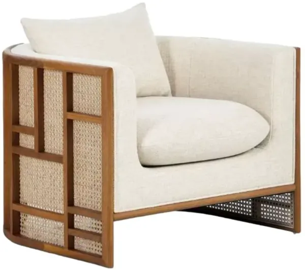 Four Hands June Natural Cane/Natural Oak/Thames Cream Chair