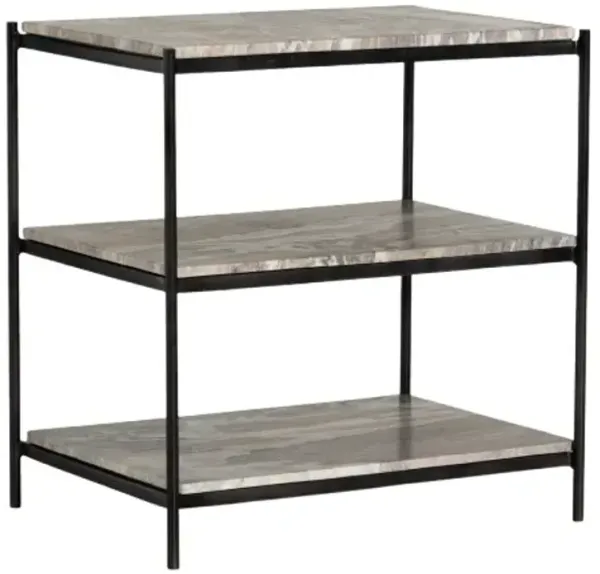 Four Hands Felix Canyon Marble/Hammered Gray Nightstand